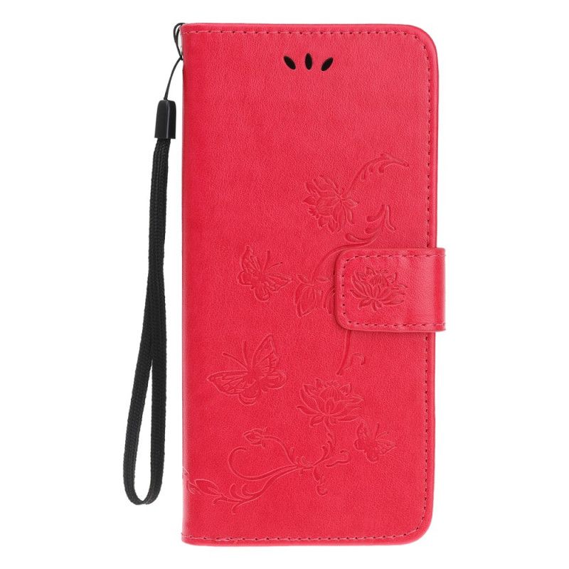 Folio Deksel iPhone 12 Mini Svart Blomster Med Tanga