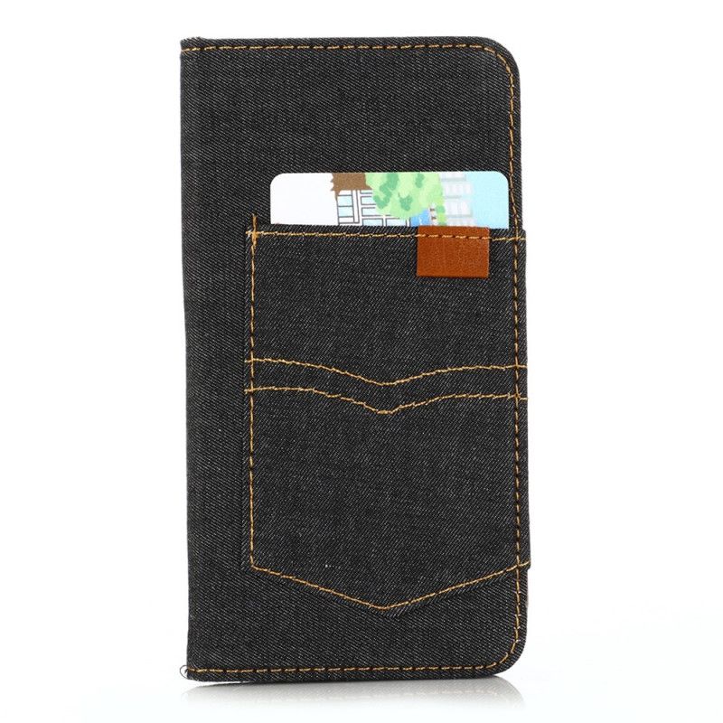 Folio Deksel iPhone 12 Mini Svart Mobildeksel Jeanslomme Foran Kortholder