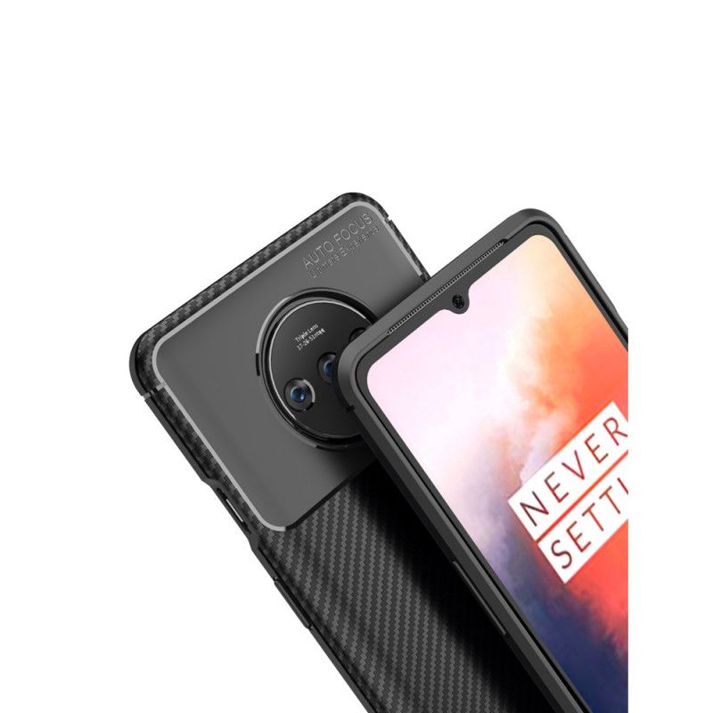 Deksel for OnePlus 7T Svart Fleksibel Karbonfibertekstur