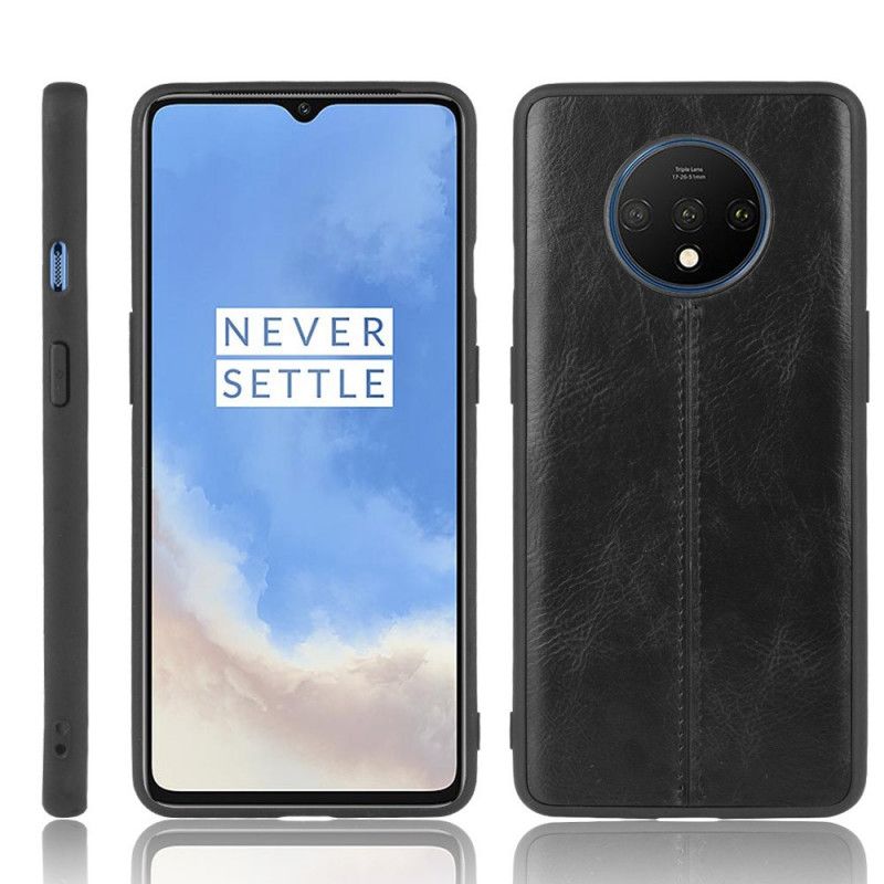 Deksel for OnePlus 7T Svart Søm I Skinnstil