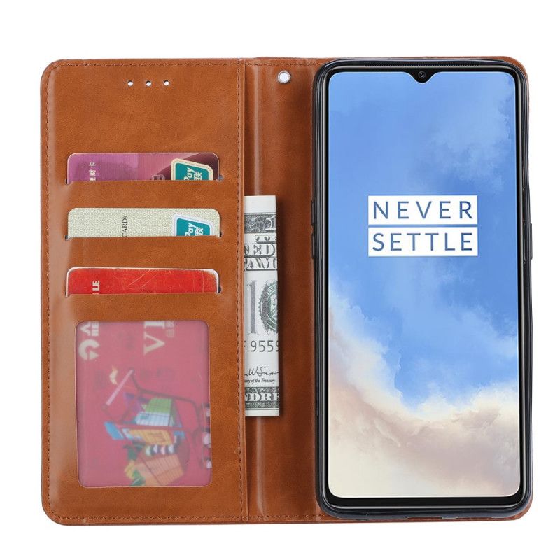 Folio Deksel for OnePlus 7T Svart Kortholder I Imitert Skinn