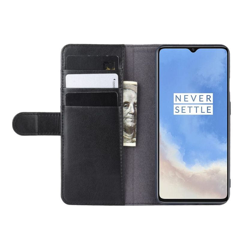 Folio Deksel OnePlus 7T Svart Ekte Lær