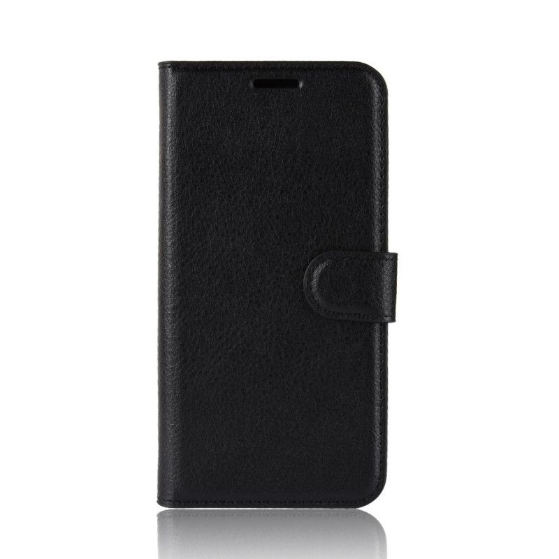 Folio Deksel OnePlus 7T Svart Premium Lychee-Skinnstil