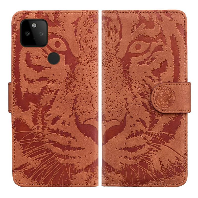 Folio Deksel Google Pixel 5a 5g Tiger Face Print