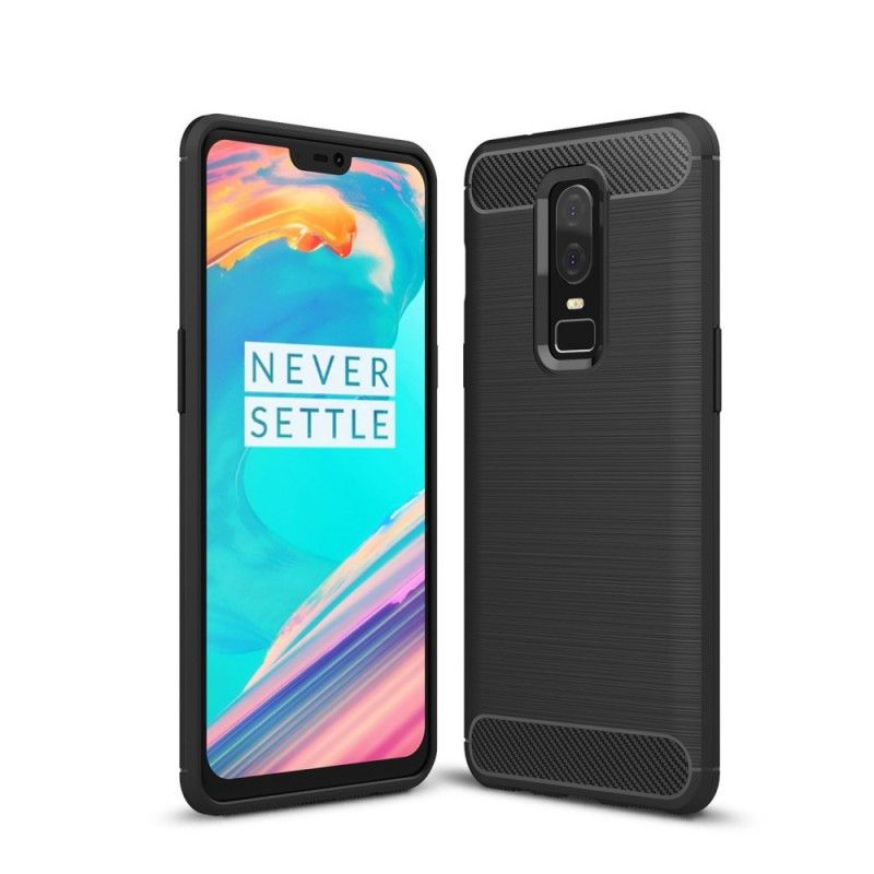 Deksel for OnePlus 6 Svart Børstet Karbonfiber