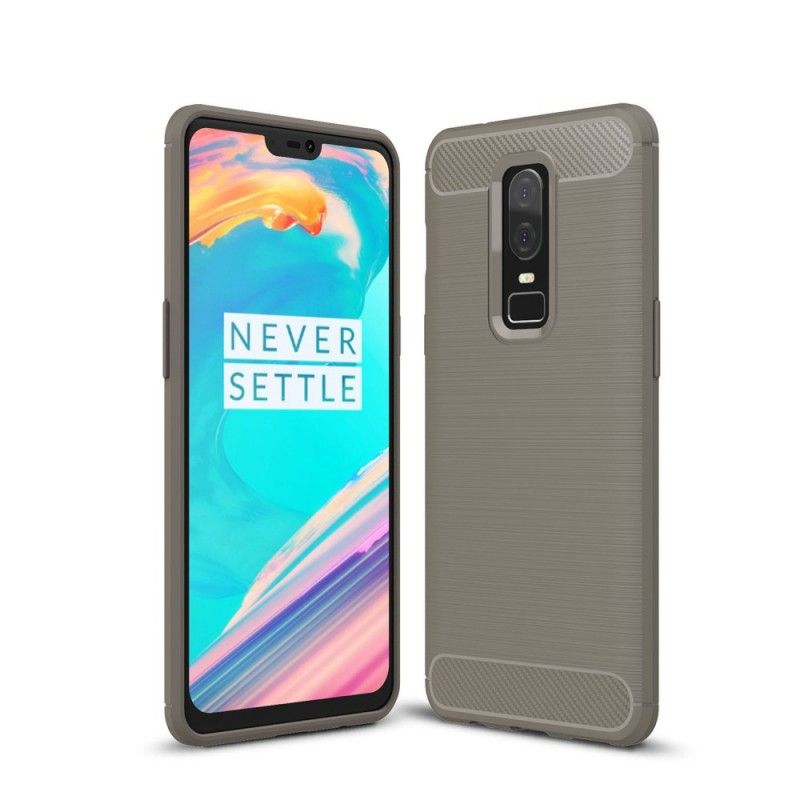 Deksel for OnePlus 6 Svart Børstet Karbonfiber