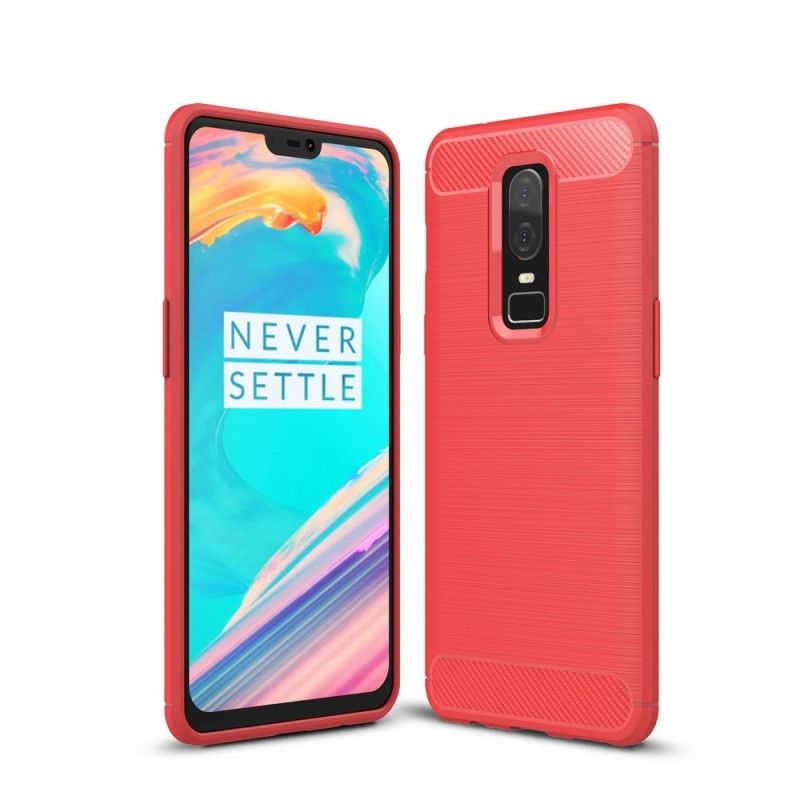 Deksel for OnePlus 6 Svart Børstet Karbonfiber