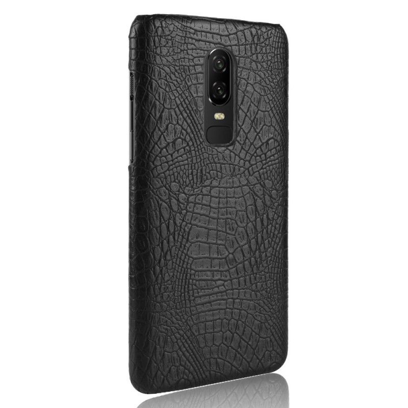 Deksel OnePlus 6 Svart Krokodillehudeffekt