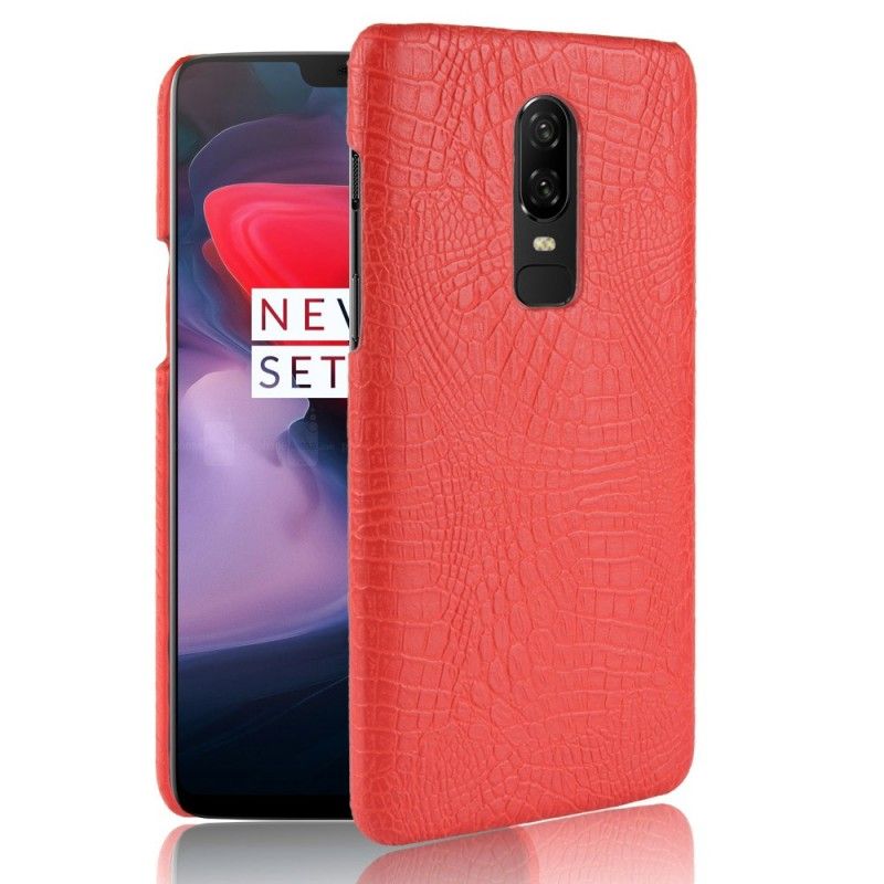 Deksel OnePlus 6 Svart Krokodillehudeffekt