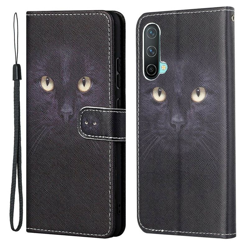 Folio Deksel Oneplus Nord Ce 5g Black Strappy Cat Eyes