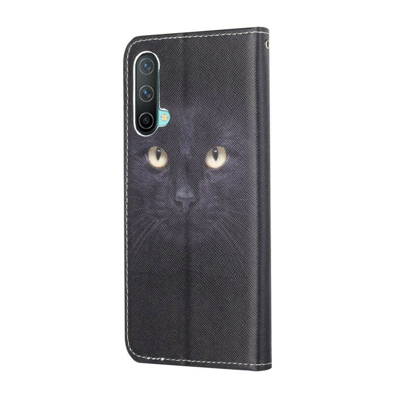 Folio Deksel Oneplus Nord Ce 5g Black Strappy Cat Eyes