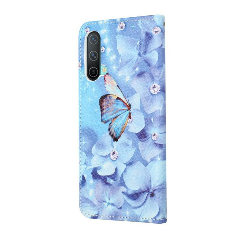 Folio Deksel Oneplus Nord Ce 5g Diamond Strappy Butterflies