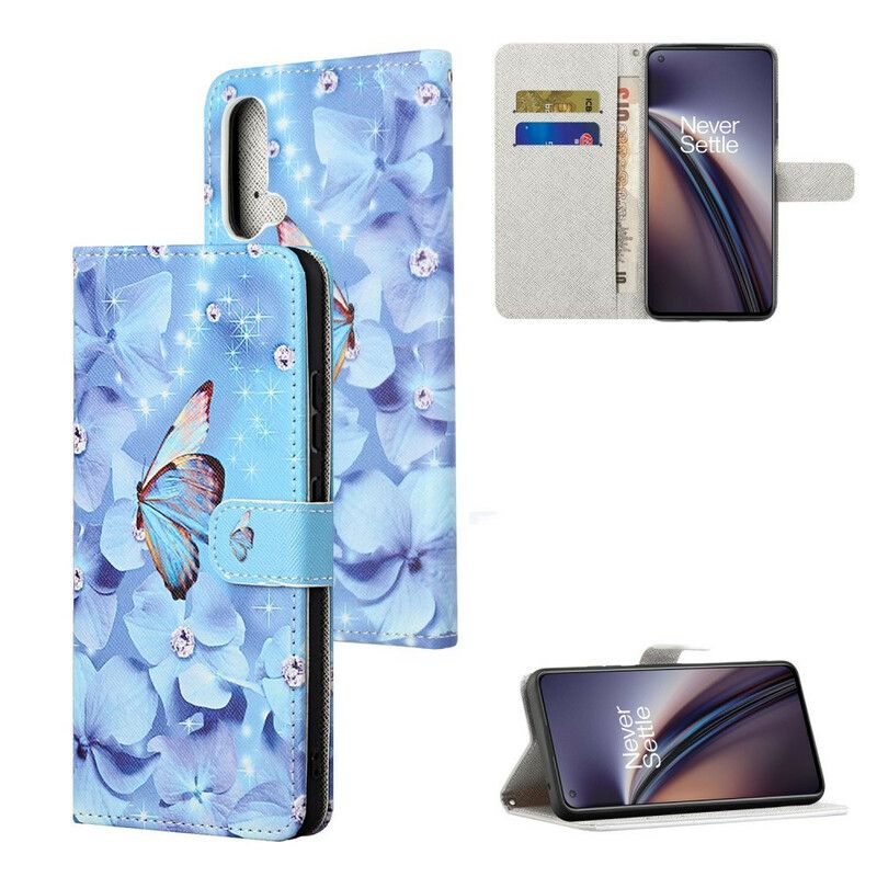 Folio Deksel Oneplus Nord Ce 5g Diamond Strappy Butterflies