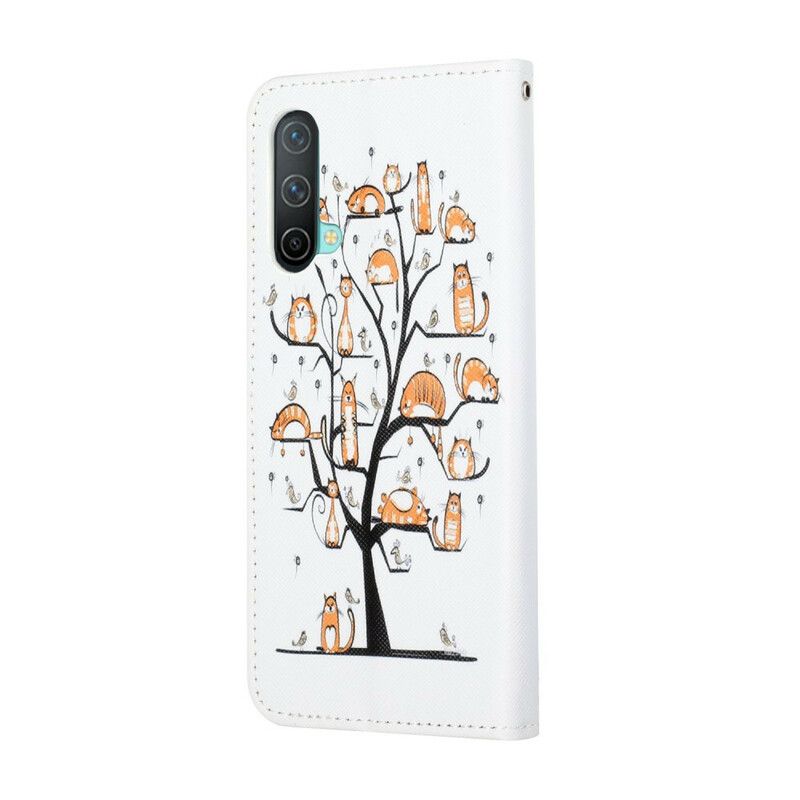 Folio Deksel Oneplus Nord Ce 5g Funky Cats Strappy Beskyttelse Deksel