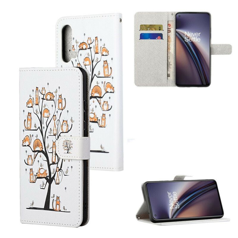 Folio Deksel Oneplus Nord Ce 5g Funky Cats Strappy Beskyttelse Deksel