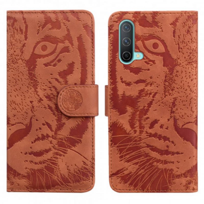 Folio Deksel Oneplus Nord Ce 5g Tiger Face Print Beskyttelse Deksel