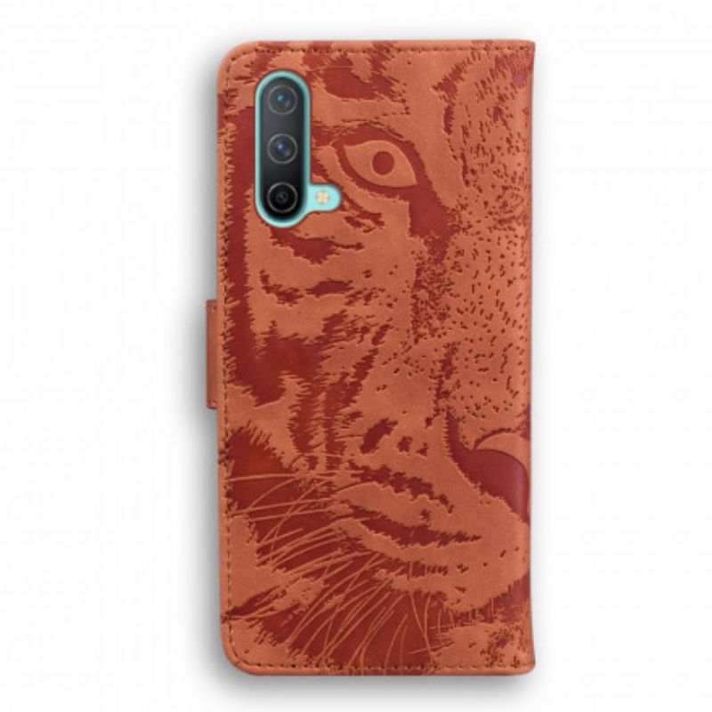 Folio Deksel Oneplus Nord Ce 5g Tiger Face Print Beskyttelse Deksel