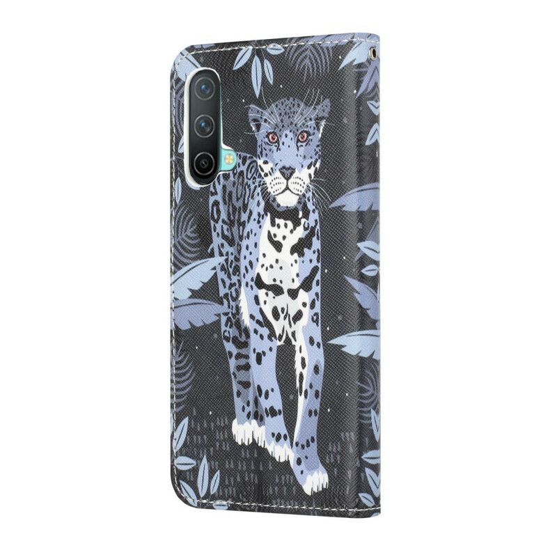 Lærdeksel Folio Deksel Oneplus Nord Ce 5g Mobildeksel Leopard Strappy