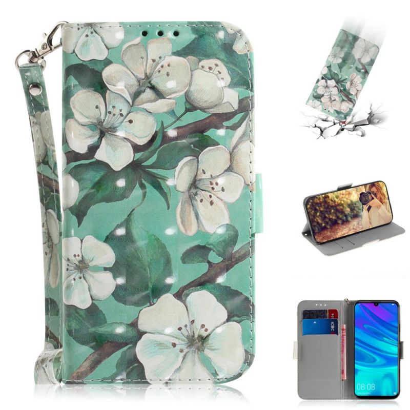 Folio Deksel for Huawei P Smart Plus 2019 Blomstrende Gren Med Tanga