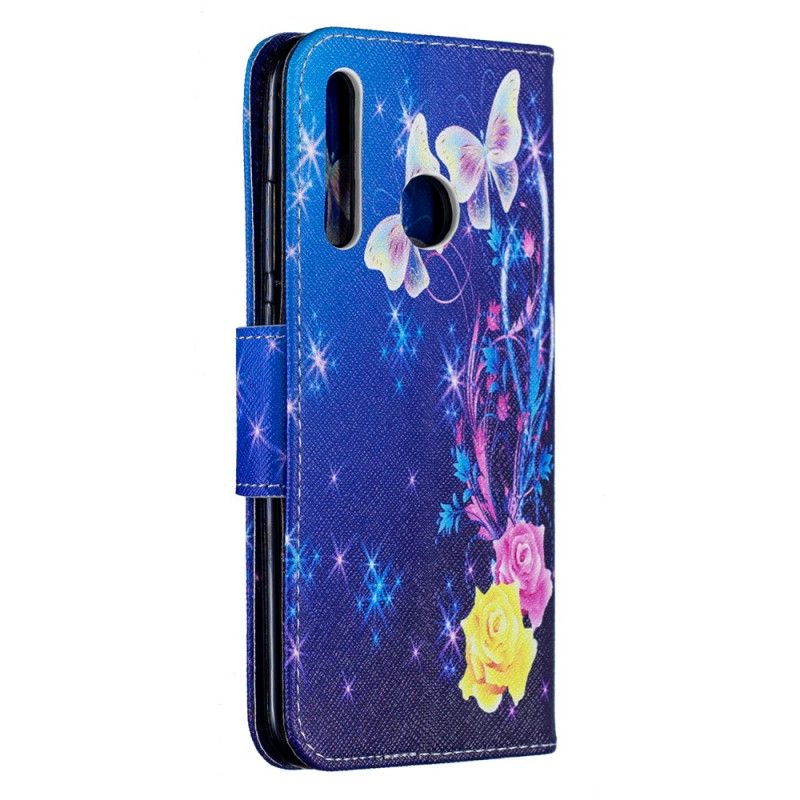 Folio Deksel for Huawei P Smart Plus 2019 Rosa Fantastiske Sommerfugler