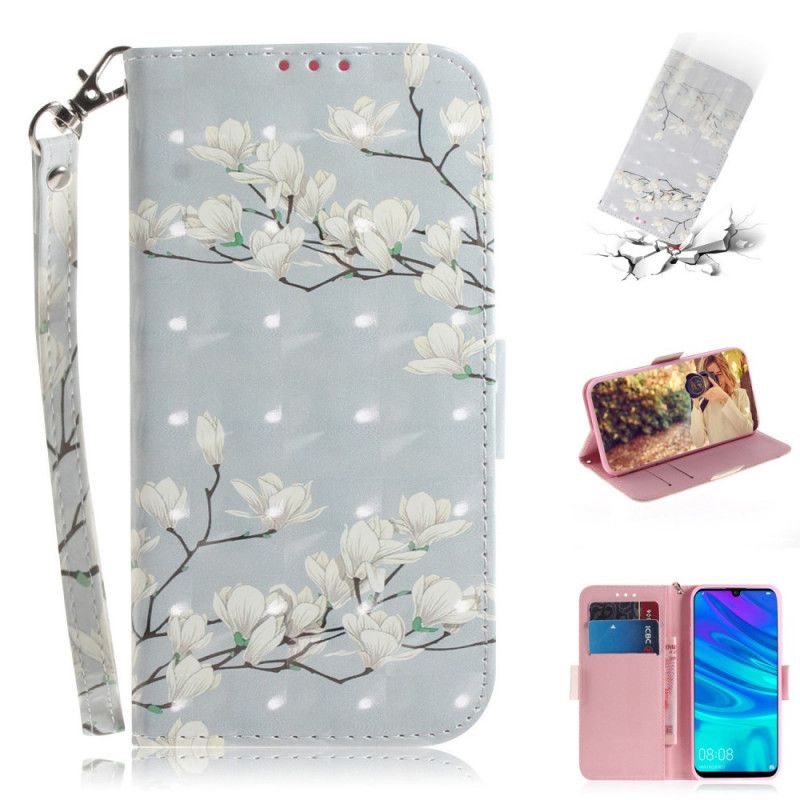 Folio Deksel Huawei P Smart Plus 2019 Blomstrende Tre Med Tanga Beskyttelse