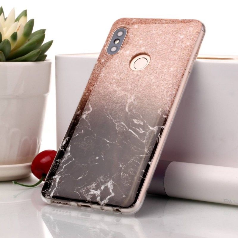 Deksel for Xiaomi Redmi Note 5 Svart Marmorglitter