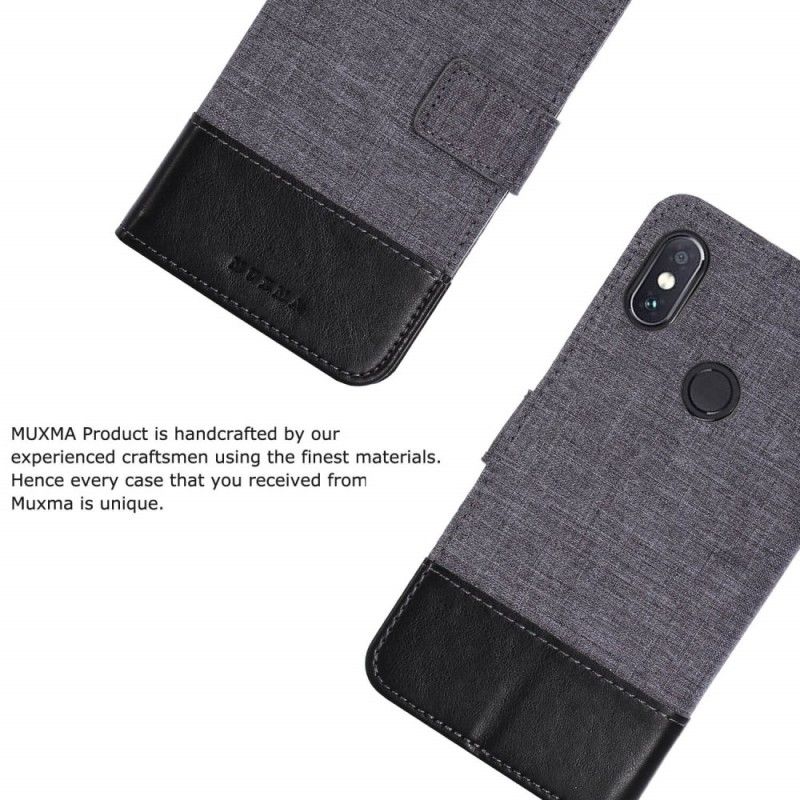 Folio Deksel for Xiaomi Redmi Note 5 Svart Muxma-Stoff Og Skinneffekt