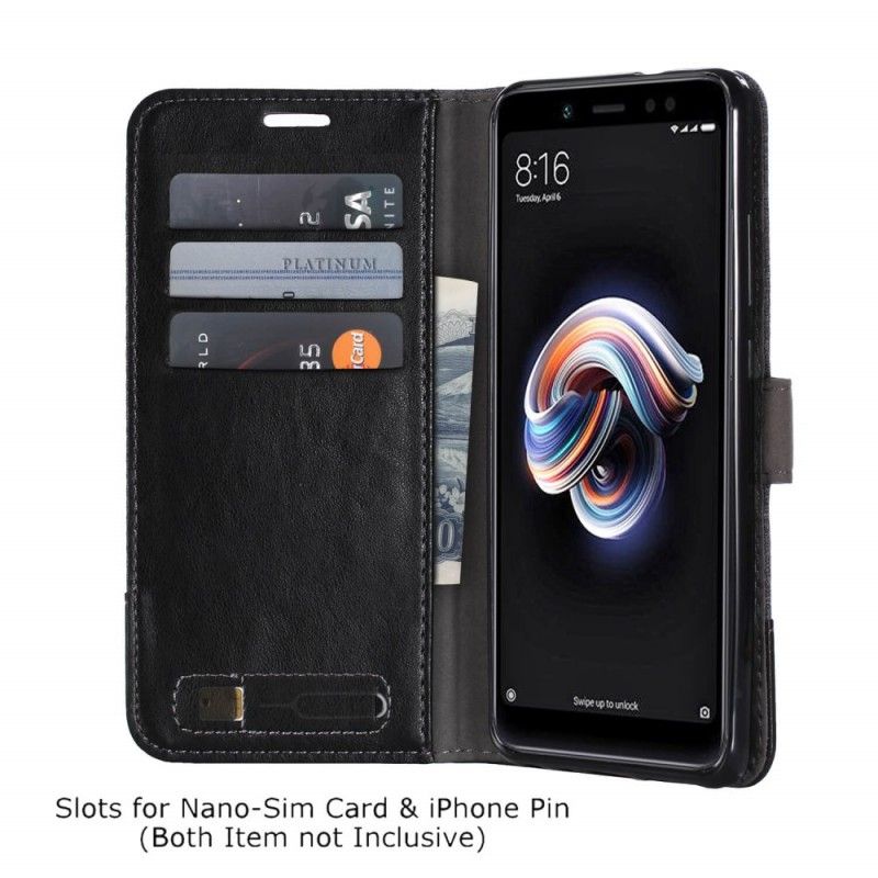 Folio Deksel for Xiaomi Redmi Note 5 Svart Muxma-Stoff Og Skinneffekt