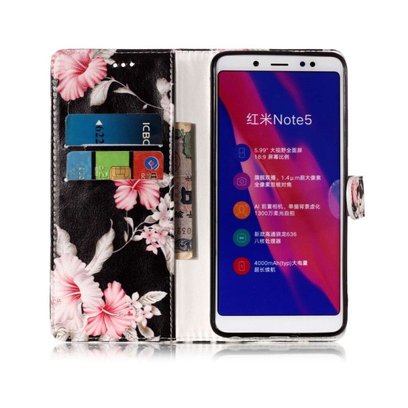 Folio Deksel Xiaomi Redmi Note 5 Rosa Blomster