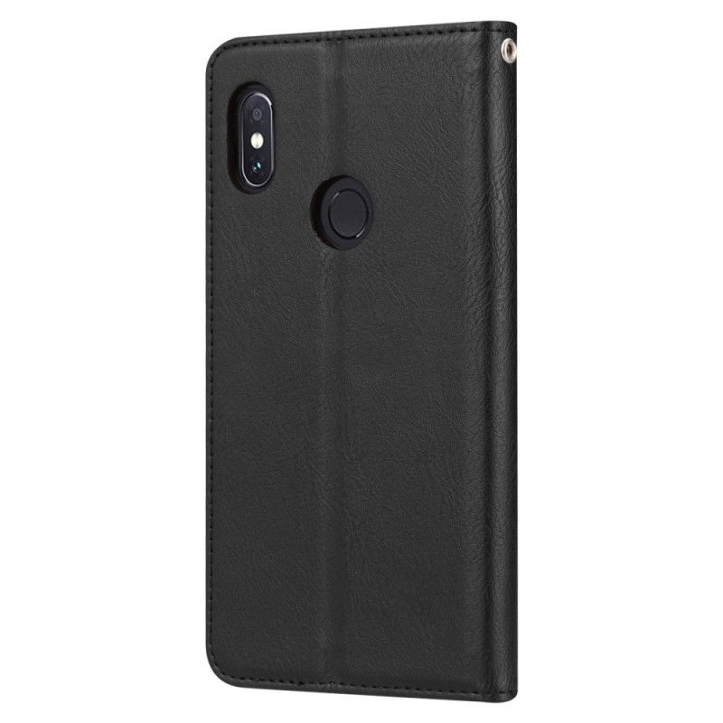 Folio Deksel Xiaomi Redmi Note 5 Svart Kortholder I Imitert Skinn