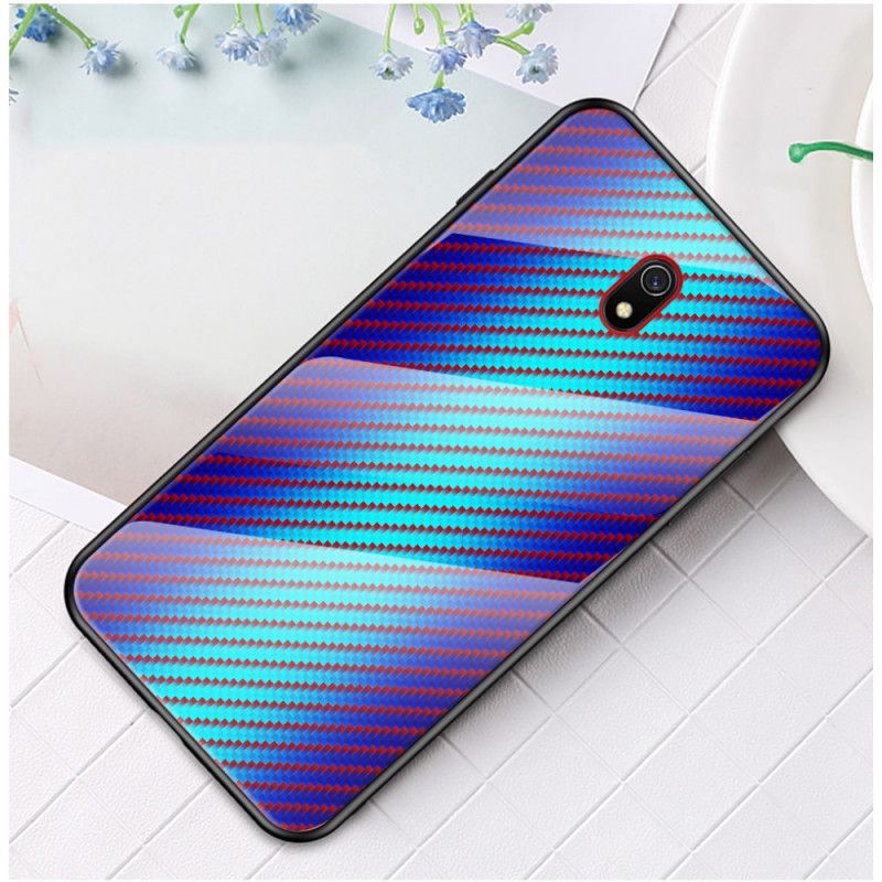 Deksel Xiaomi Redmi 8A Svart Karbonfiber Herdet Glass