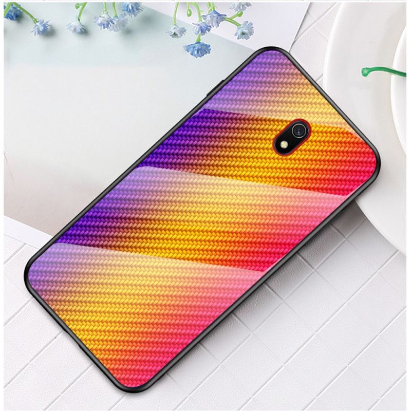 Deksel Xiaomi Redmi 8A Svart Karbonfiber Herdet Glass