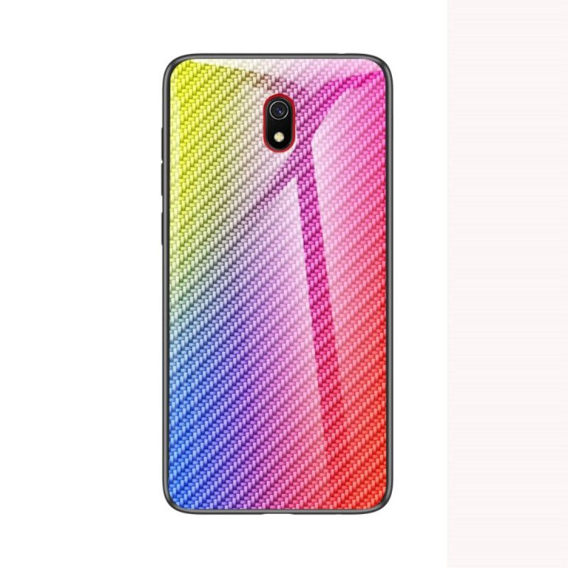 Deksel Xiaomi Redmi 8A Svart Karbonfiber Herdet Glass