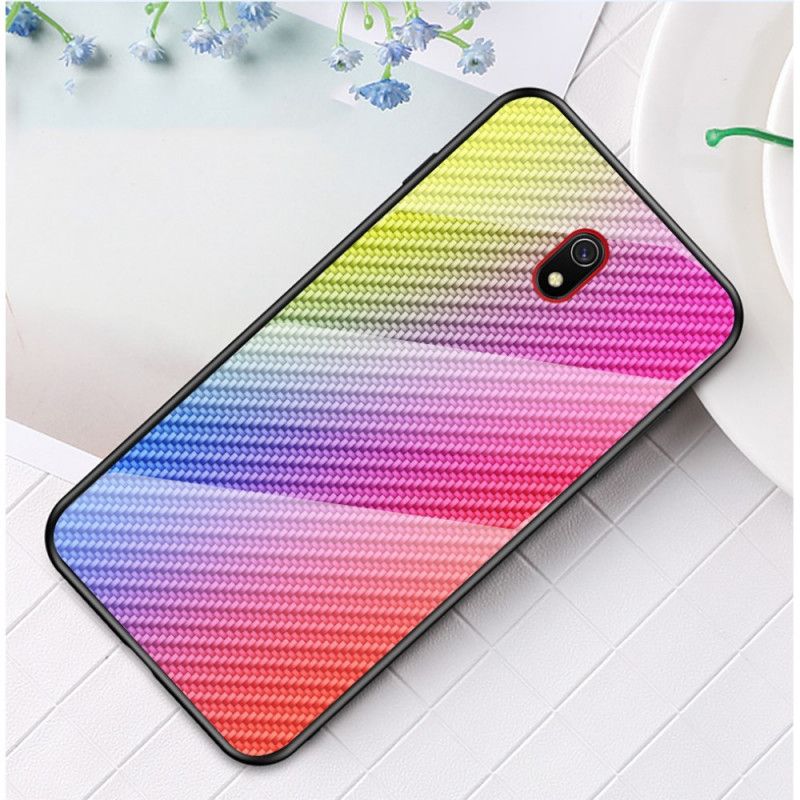 Deksel Xiaomi Redmi 8A Svart Karbonfiber Herdet Glass