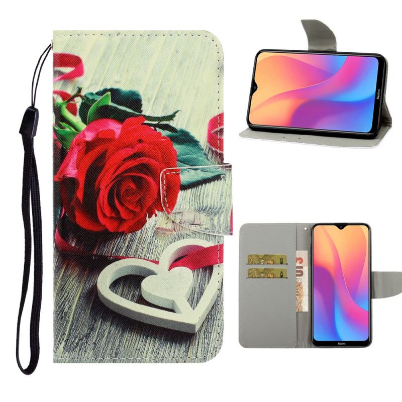 Folio Deksel Xiaomi Redmi 8A Romantisk Rose Med Tanga