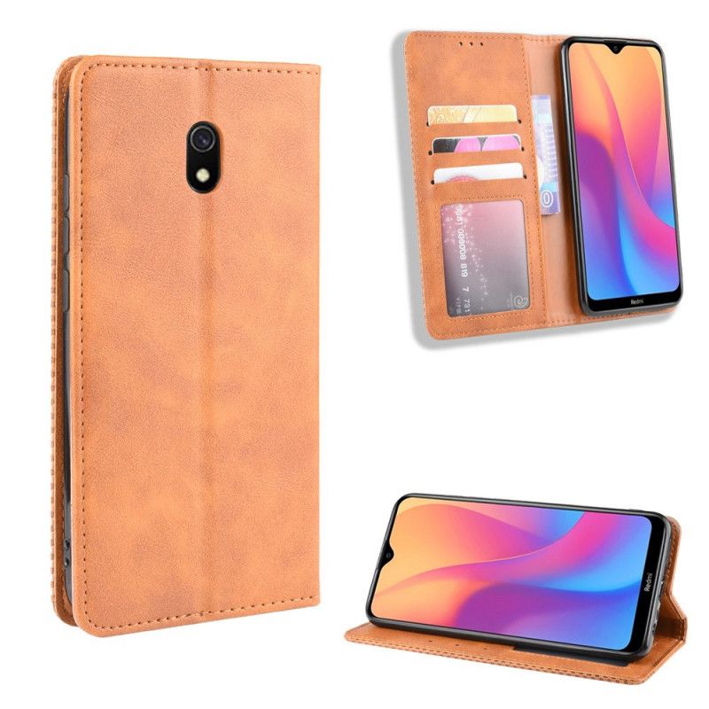 Folio Deksel Xiaomi Redmi 8A Svart Stilisert Vintage Skinneffekt