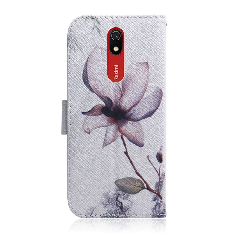 Lærdeksel Folio Deksel Xiaomi Redmi 8A Mobildeksel Gammel Roseblomst