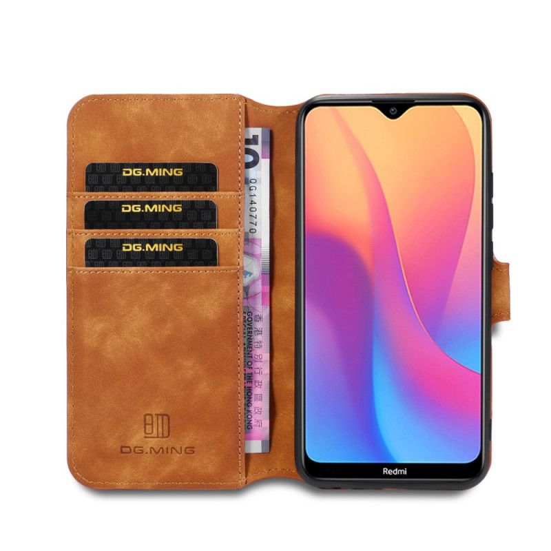 Lærdeksel Folio Deksel Xiaomi Redmi 8A Svart Mobildeksel Retro Dg.Ming