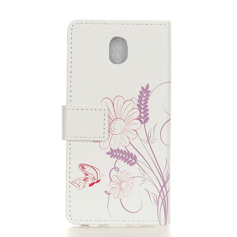 Lærdeksel Folio Deksel Xiaomi Redmi 8A Tegning Av Sommerfugler Og Blomster