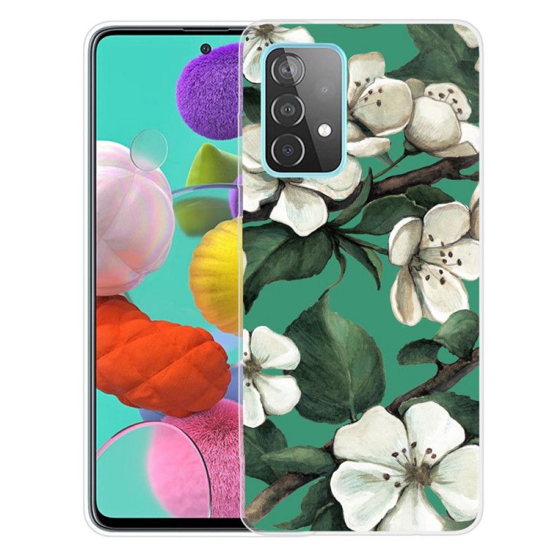 Deksel for Samsung Galaxy A72 4G / A72 5G Malte Hvite Blomster