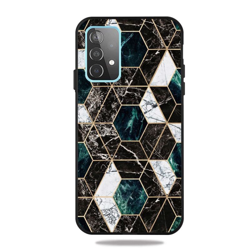 Deksel for Samsung Galaxy A72 4G / A72 5G Svart Marmorfarget Geometri