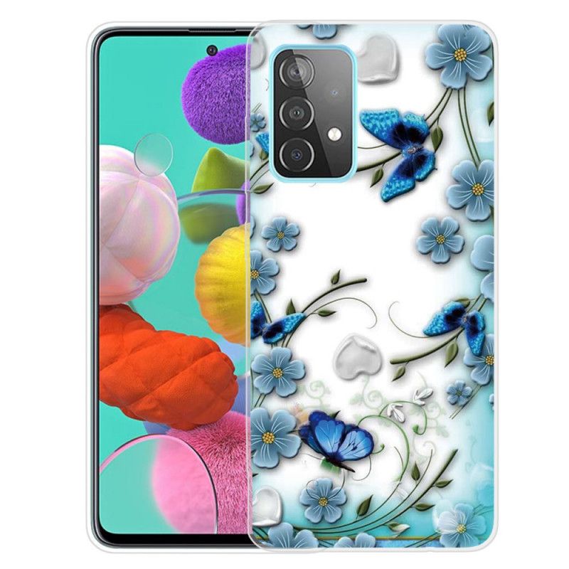 Deksel Samsung Galaxy A72 4G / A72 5G Mobildeksel Retro Sommerfugler Og Blomster