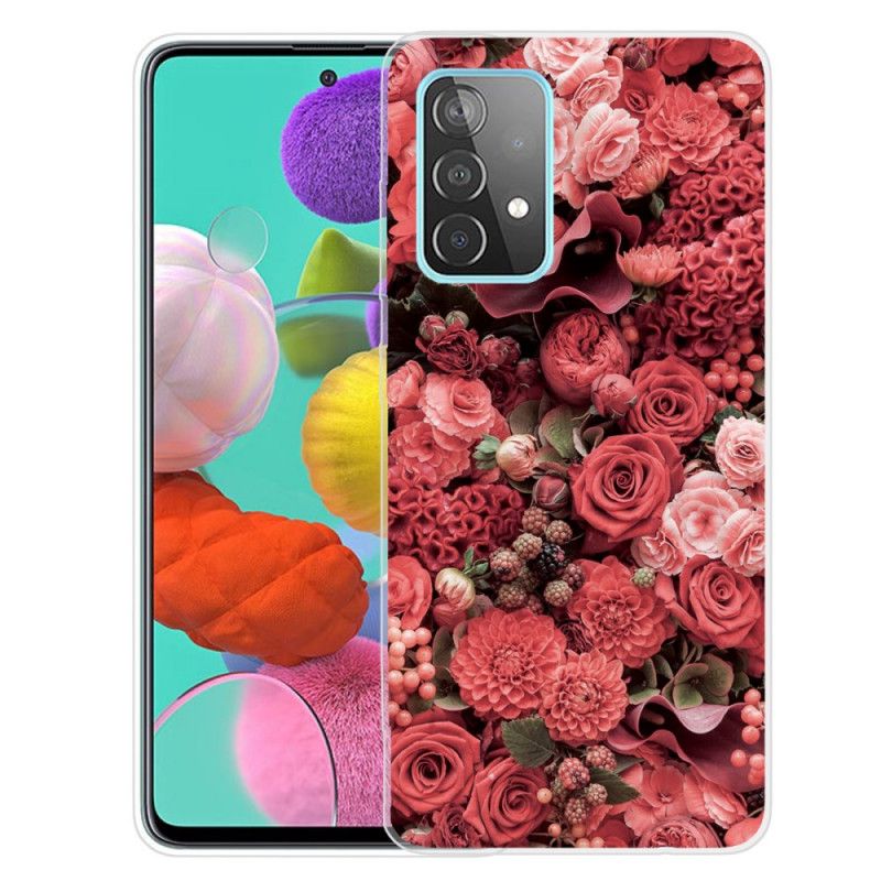 Deksel Samsung Galaxy A72 4G / A72 5G Rød Mobildeksel Intense Blomster