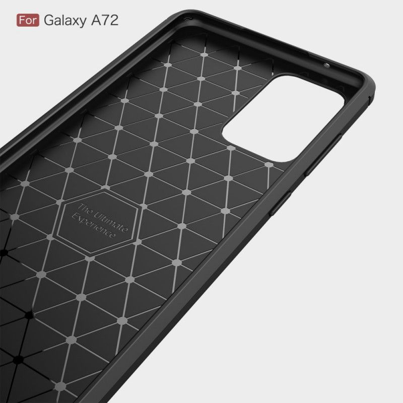 Deksel Samsung Galaxy A72 4G / A72 5G Svart Børstet Karbonfiber