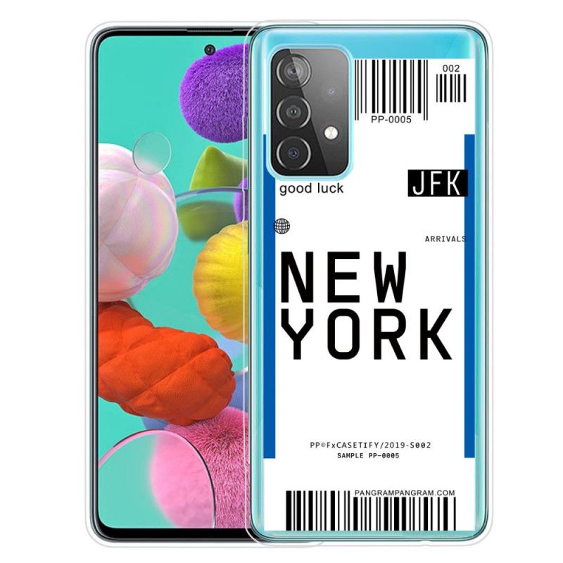 Deksel Samsung Galaxy A72 4G / A72 5G Svart Mobildeksel Ombordstigningskort Til New York