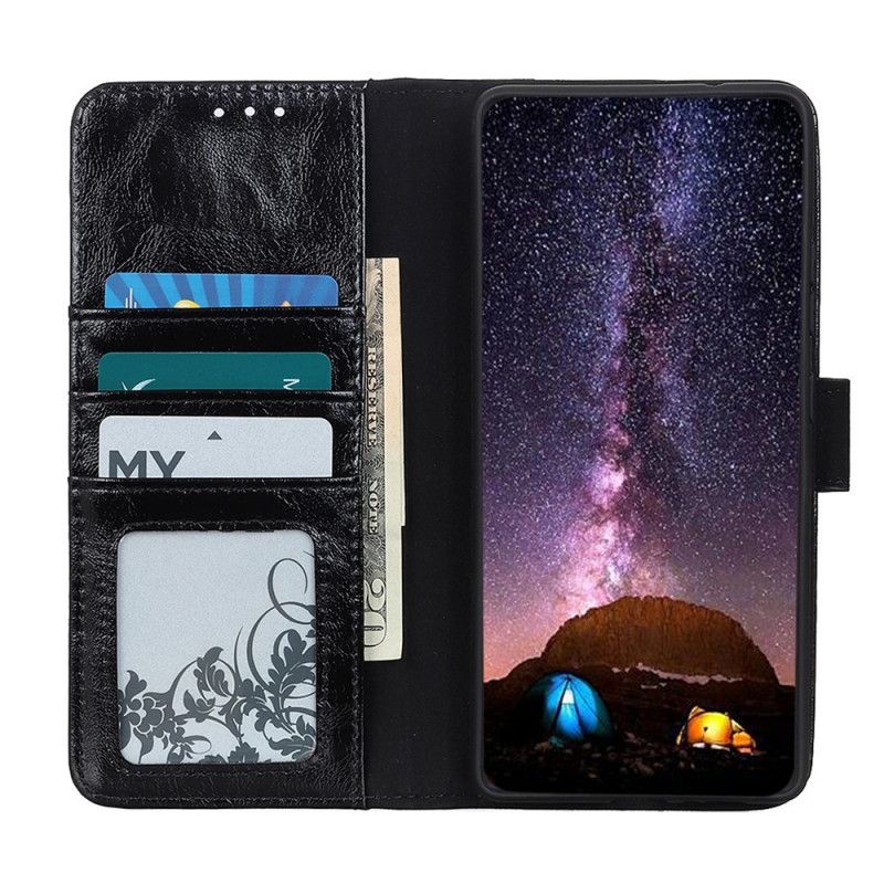 Folio Deksel for Samsung Galaxy A72 4G / A72 5G Svart Delt Skinnende Skinn