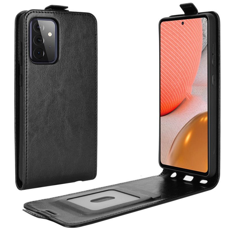 Folio Deksel for Samsung Galaxy A72 4G / A72 5G Svart Vertikal Skinneffektklaff