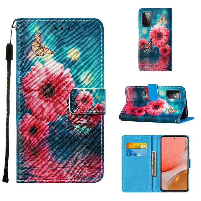 Folio Deksel Samsung Galaxy A72 4G / A72 5G Blomster Og Sommerfugler