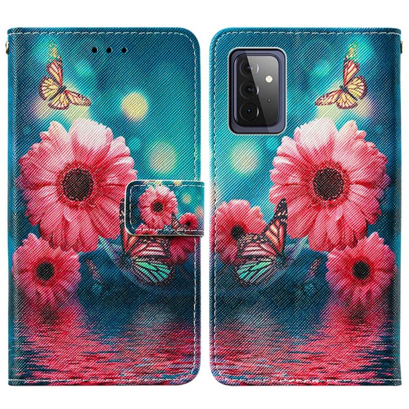 Folio Deksel Samsung Galaxy A72 4G / A72 5G Blomster Og Sommerfugler