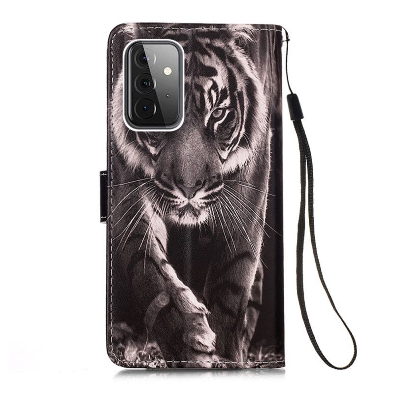 Folio Deksel Samsung Galaxy A72 4G / A72 5G Natt Tiger Anti-fall